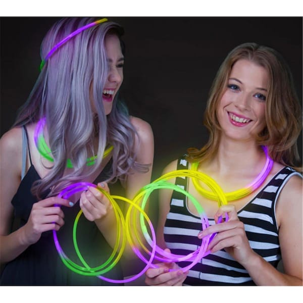 Endless Games 22 in. Glow in the Dark Tri-Color Necklace, Green, Purple & Yellow, 50PK EN3335723 - main